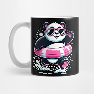 Pool Party Panda in Sunglasses on a Pink Float Funny Pool Panda Mug